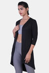 Laasa Long Line Open Front Shrug - Black — thumbnail 3