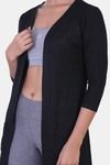 Laasa Long Line Open Front Shrug - Black — thumbnail 5