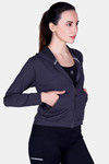 Laasa Just-Dry Cropped Jacket - Dark Grey — thumbnail 2