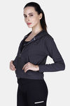 Laasa Just-Dry Cropped Jacket - Dark Grey — thumbnail 3