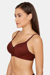 Lady Lyka Padded Non Wired Medium Coverage T-Shirt Bra - Wine — thumbnail 2