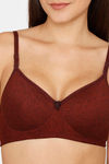 Lady Lyka Padded Non Wired Medium Coverage T-Shirt Bra - Wine — thumbnail 4