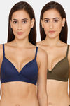 Lady Lyka Padded Non Wired 3/4th Coverage T-Shirt Bra (Pack of 2) - Multicolor — thumbnail 1