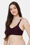 Lady Lyka Single Layered Non Wired Medium Coverage T-Shirt Bra - Wine — thumbnail 2
