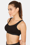 lady Lyka Medium Impact Cotton Non Padded Sports Bra - Black — thumbnail 2