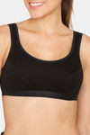 lady Lyka Medium Impact Cotton Non Padded Sports Bra - Black — thumbnail 5