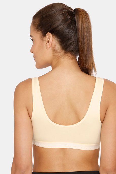 lady Lyka Medium Impact Cotton Non Padded Sports Bra - Skin — image 3