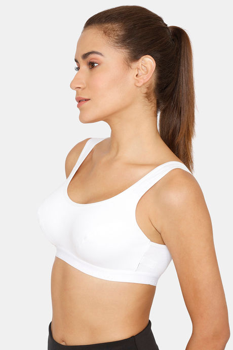 lady Lyka Medium Impact Cotton Non Padded Sports Bra - White — image 2