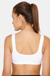 lady Lyka Medium Impact Cotton Non Padded Sports Bra - White — thumbnail 3