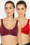 Lady Lyka Medium Impact Seamless Sports Bra (Pack of 2) - Wine Maroon — thumbnail 1