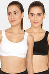 Lady Lyka Medium Impact Seamless Sports Bra (Pack of 2) - White Black — thumbnail 1