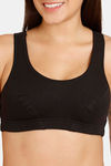 Lady Lyka Medium Impact Seamless Cotton Sports Bra - Black — thumbnail 3