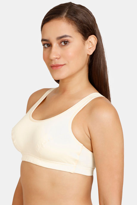 Lady Lyka Medium Impact Seamless Cotton Sports Bra - Skin — image 2