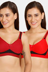 Lady Lyka Medium Impact Seamless Cotton Sports Bra (Pack of 2) - Maroon Red — thumbnail 1