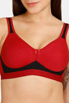 Lady Lyka Medium Impact Seamless Cotton Sports Bra (Pack of 2) - Maroon Red — thumbnail 5