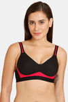 Lady Lyka Medium Impact Seamless Cotton Sports Bra (Pack of 2) - Red Black — thumbnail 6