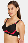 Lady Lyka Medium Impact Seamless Cotton Sports Bra (Pack of 2) - Red Black — thumbnail 7