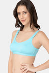 Lady Lyka Cotton Sports Bra - Blue — thumbnail 2