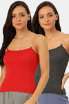 Lady Lyka Cotton Camisole (Pack of 2) - Red Black — thumbnail 1