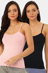 Lady Lyka Cotton Camisole (Pack of 2) - Pink Navy Blue — thumbnail 1