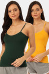 Lady Lyka Cotton Camisole (Pack of 2) - Green Mustard — thumbnail 1