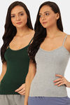 Lady Lyka Cotton Camisole (Pack of 2) - Grey Green — thumbnail 1