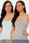 Lady Lyka Cotton Camisole (Pack of 2) - Grey Light Blue — thumbnail 1