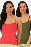 Lady Lyka Cotton Camisole (Pack of 2) - Plum Green — thumbnail 1