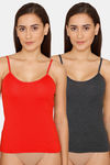 Lady Lyka Cotton Camisole (Pack of 2) - Red Black — thumbnail 1