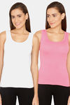 Lady Lyka Cotton Camisole (Pack of 2) - White Pink — thumbnail 1