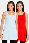 Lady Lyka Cotton Camisole (Pack of 2) - LightBlue Red — thumbnail 1