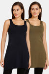 Lady Lyka Cotton Camisole (Pack of 2) - NavyBlue OliveGreen — thumbnail 1