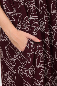 Sweet Dreams Printed Full Length Nightdress - Maroon — thumbnail 6