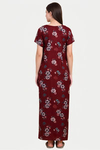 Sweet Dreams Printed Nightdress - Maroon — thumbnail 2