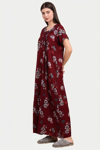 Sweet Dreams Printed Nightdress - Maroon — thumbnail 4