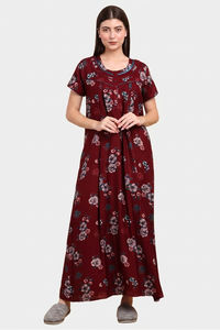Sweet Dreams Printed Nightdress - Maroon — thumbnail 5