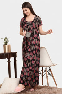 Sweet Dreams Printed Nightdress - Black — thumbnail 1