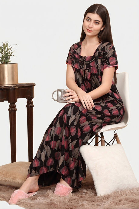 Sweet Dreams Printed Nightdress - Black — image 3