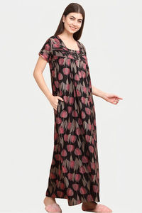 Sweet Dreams Printed Nightdress - Black — thumbnail 6