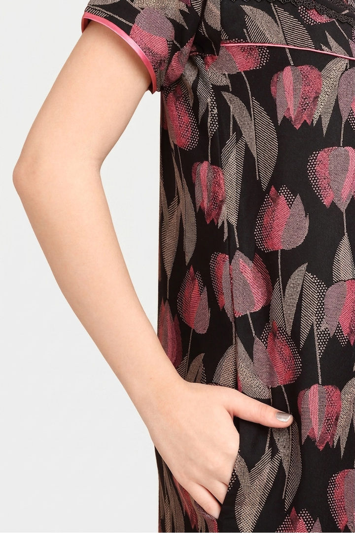 Sweet Dreams Printed Nightdress - Black — image 7