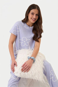Sweet Dreams Printed Pyjama Set - Lilac — thumbnail 3