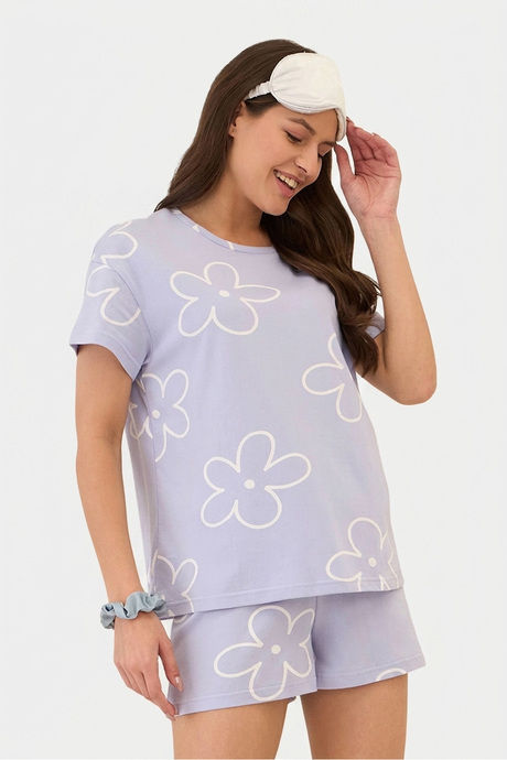 Sweet Dreams Printed Short Set - Lilac — image 3