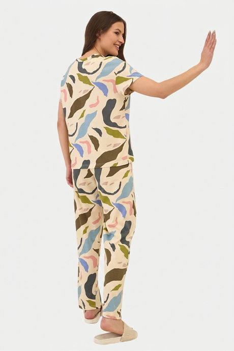 Sweet Dreams Printed Pyjama Set - Beige — image 2