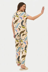 Sweet Dreams Printed Pyjama Set - Beige — thumbnail 2