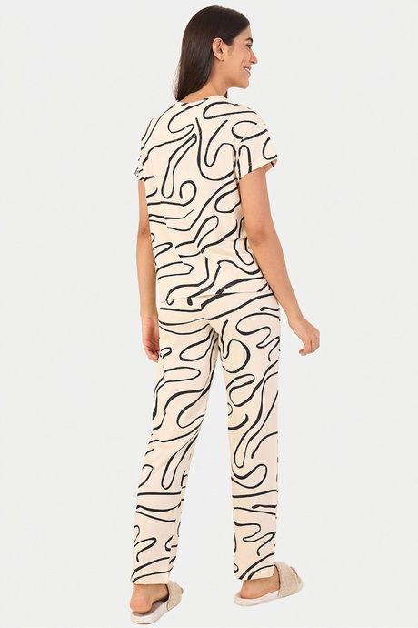 Sweet Dreams Printed Pyjama Set - Beige — image 2