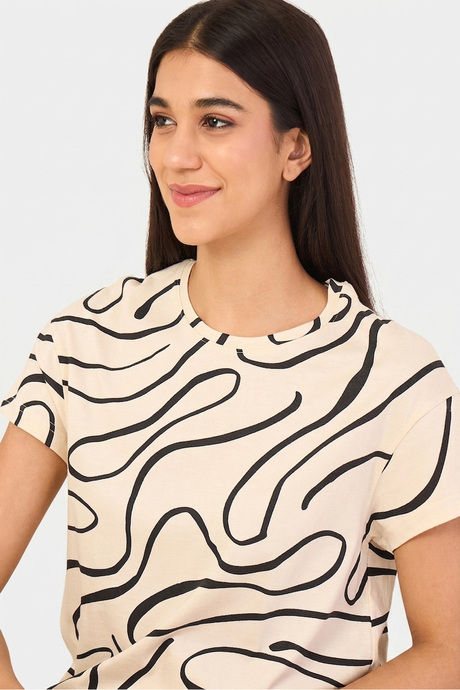 Sweet Dreams Printed Pyjama Set - Beige — image 3