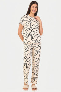 Sweet Dreams Printed Pyjama Set - Beige — thumbnail 5