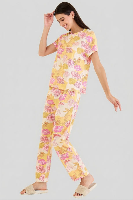 Sweet Dreams Floral Printed Pyjama Set - Yellow — image 5