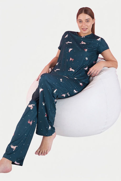 Sweet Dreams Animal Printed Pyjama Set - Green — image 2