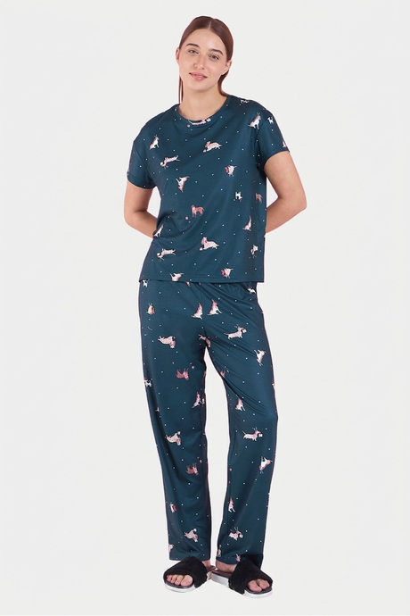 Sweet Dreams Animal Printed Pyjama Set - Green — image 5